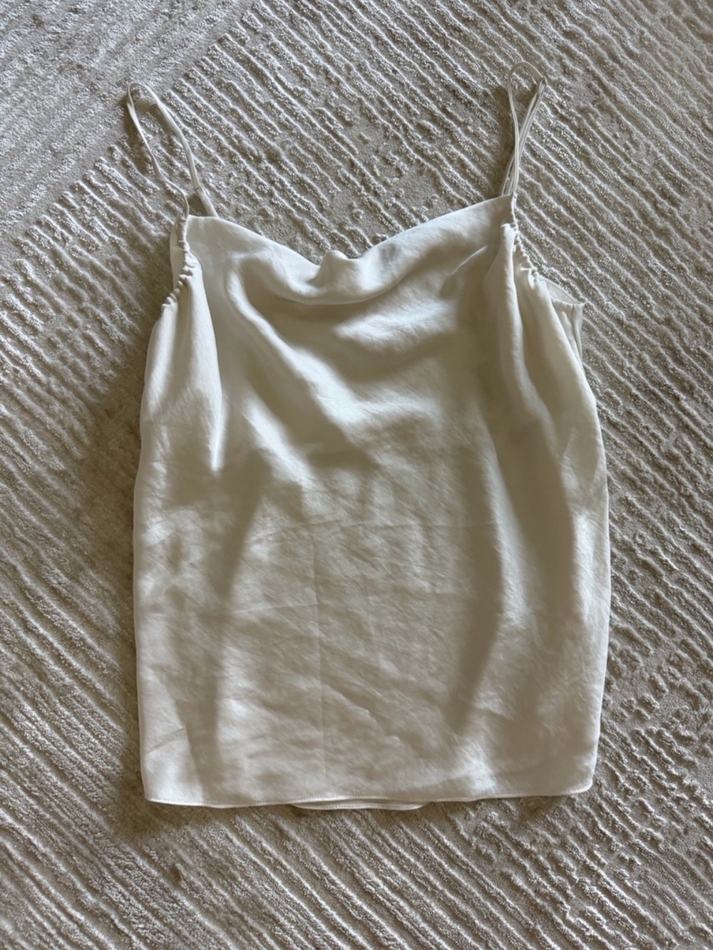Classic White Cowl Neck Spaghetti Strap Tank Top
